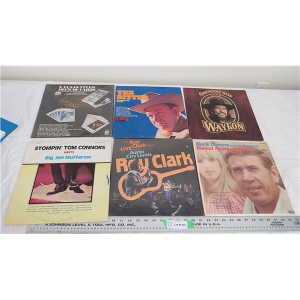 (6) country records stompin tom, waylon, misc (good condition)