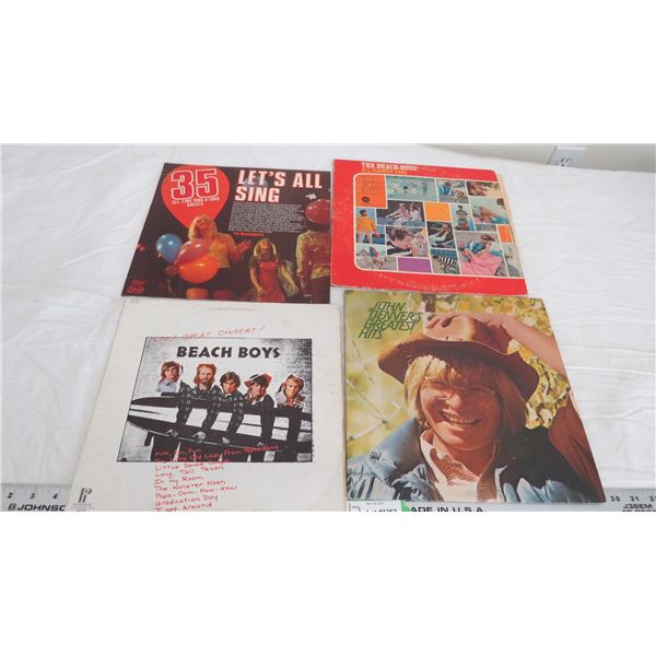 (4) rock, country records (beach boys all summer long has scratches)