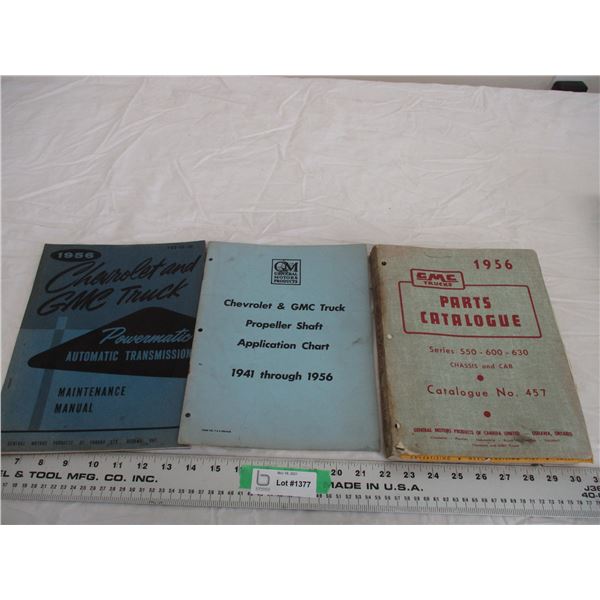 1950's chev GMC manual, parts catalog, application chart