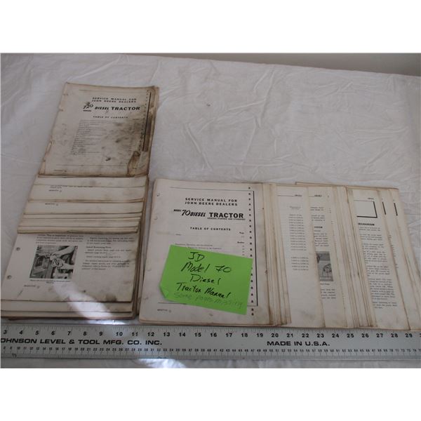 JD 720 diesel tractor service manual, plus JD 70 manual (some pages missing)