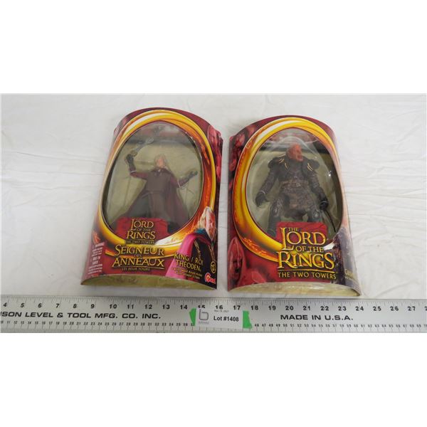 (2) lord of the rings figures new in package - grishnakh, king roi theoden