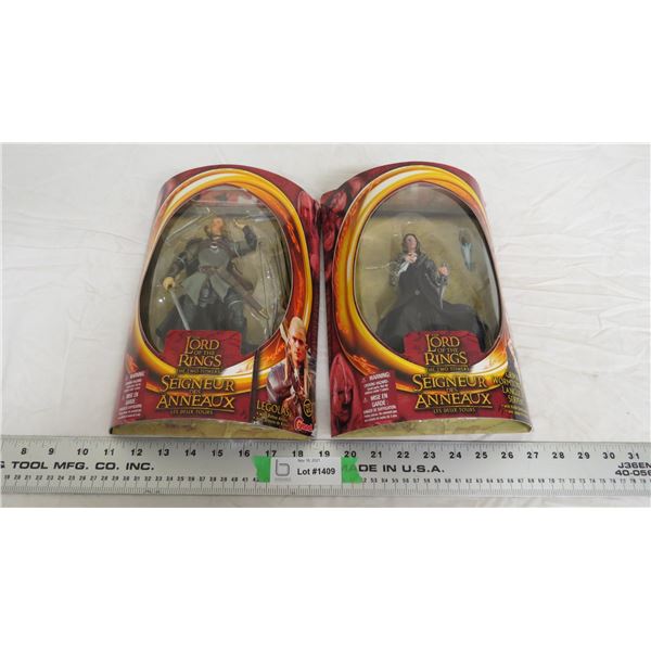 (2) lord of the rings figures new in package - legolas, grim wormtongue