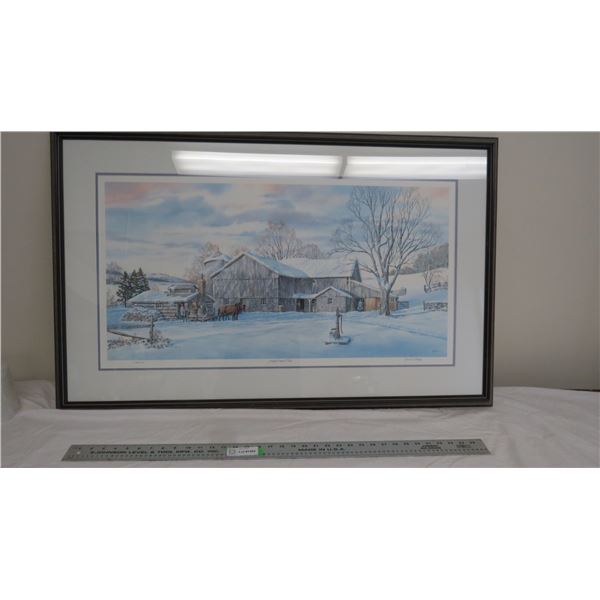 ducks unlimited print by jack wemp "maple sugartime" 27x43 - framed