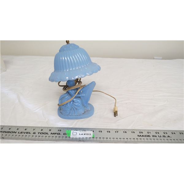 vintage glass lamp with glass shade (working)