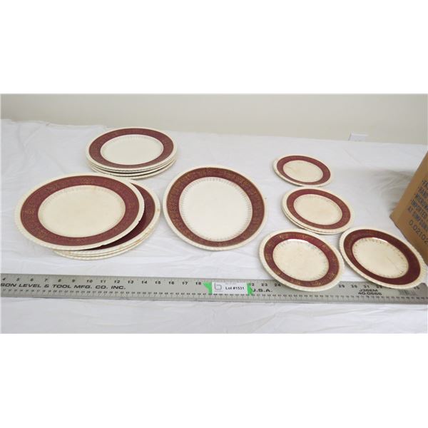 14 piece sovereign potters earthware old colonial platter + half platter (has cracks, chips)