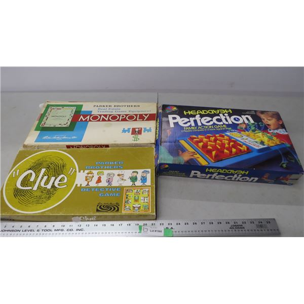 clue, monopoly, perfection games