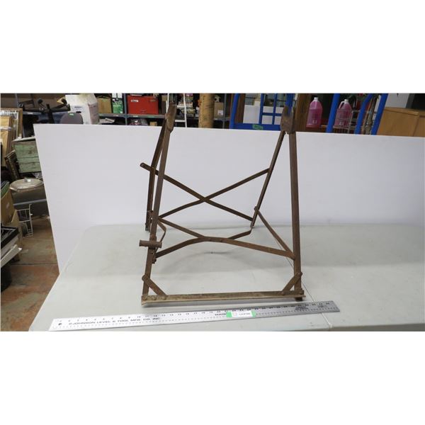 vintage metal butter churn stand