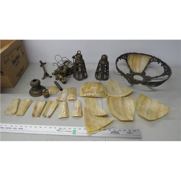 very old hanging light with inserts