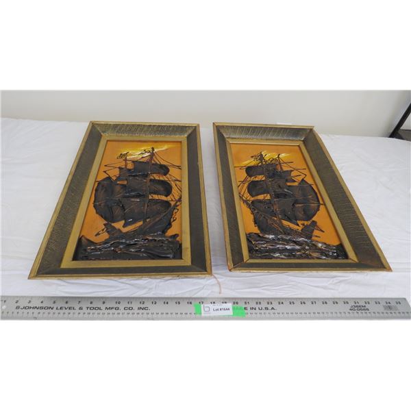 Original Mexican tar paintings from the 70's in frame - 15x24