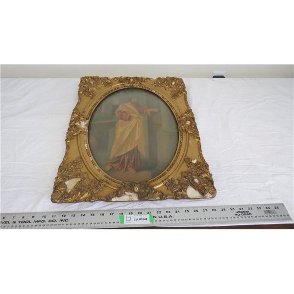 convex glass picture in frame 18x23.5