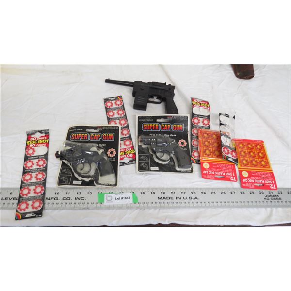 cap guns, noise maker gun + caps