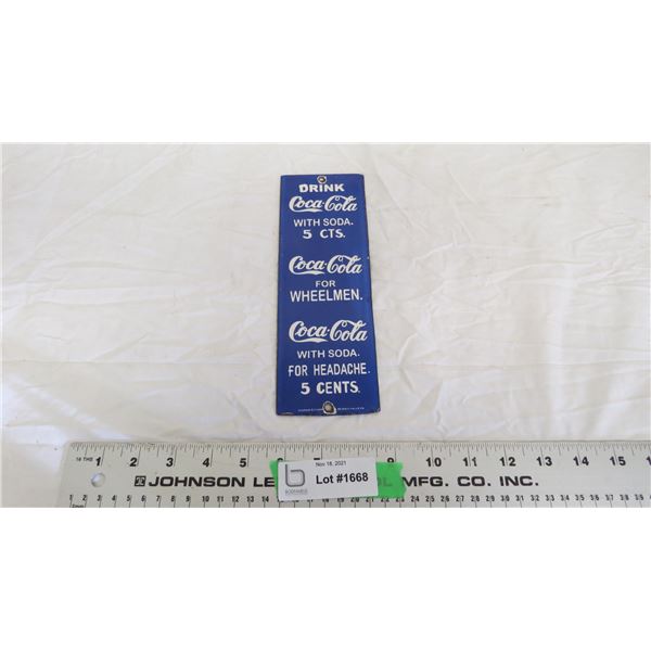 Drink Coca-Cola Enamel Sign - 3"x9"