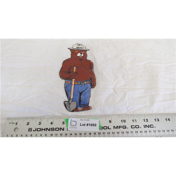 Smokey the bear enamel sign - 8" long