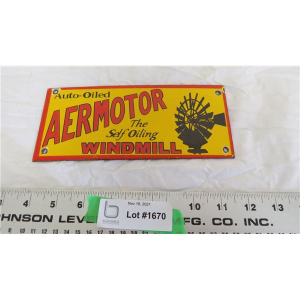 aero motor enamel sign - 3.5"x8"