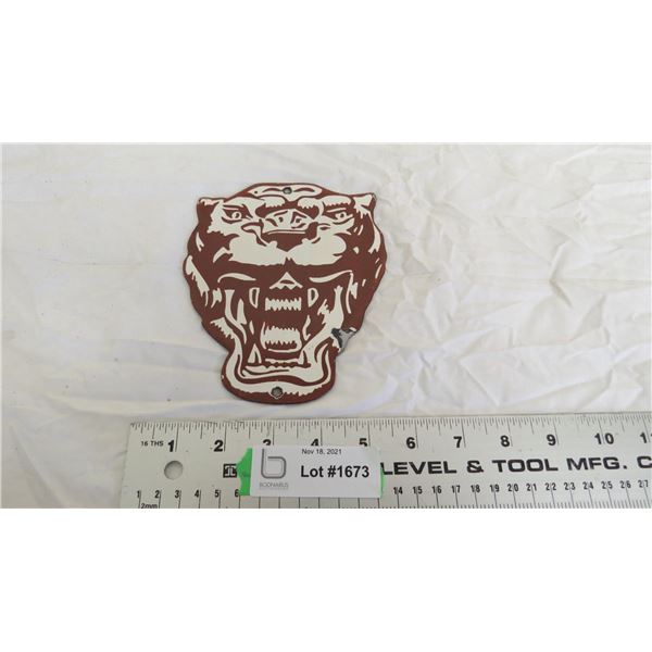 tiger design enamel sign - 6" long