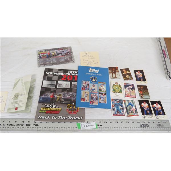 desjardins 100th anniversary 10cent coin + topps baseball cards + book/auto clearing collectibes, mi