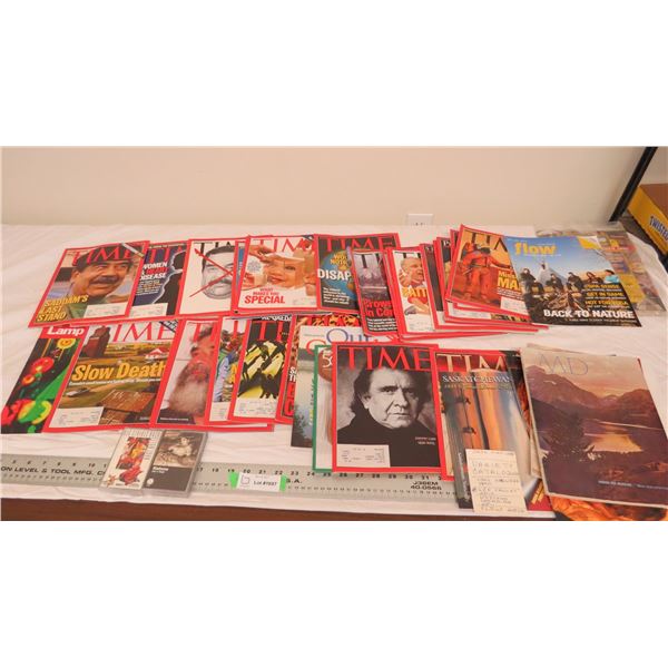 elton john + madonna casette tapes - 2003 time magazines + misc