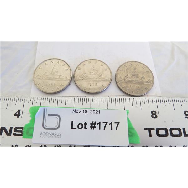 3X The Money - 1975,76,86 Canadian 1 dollar coins