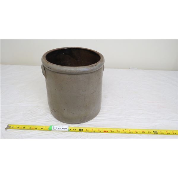 stoneware crock(no lid) 10" tall, 3 gallon TH gunther sheboygan - salt glaze side handles