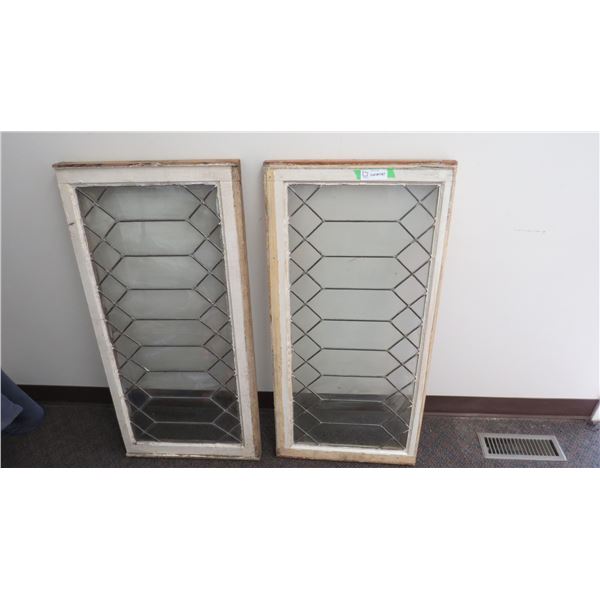 2X The Money - lead inlay vintage glass windows (19x40)