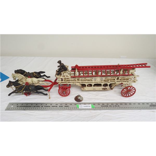 Cast Iron fire truck with horse + driver - 28.5 long