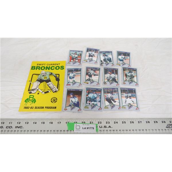 swift current broncos program + hockey cards