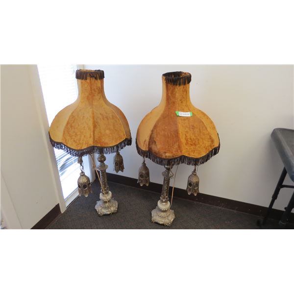 (2) vintage lamps with shades (41"tall)
