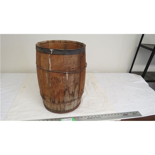 vintage wooden barrel - 18" tall