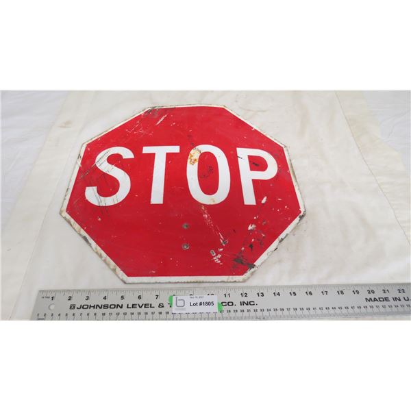 double sided stop, slow, aluminum sign - 17.75x17.75