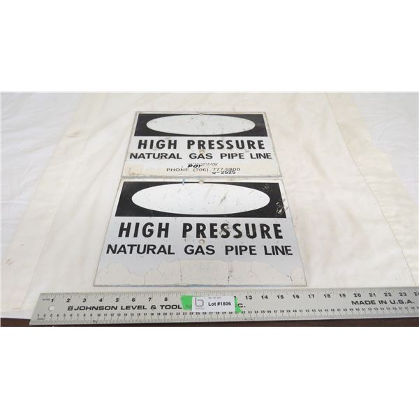 (2) high pressure signs (aluminum?)