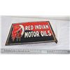 Image 1 : red head motor oils porcelain flange sign - double sided - 24.5" long