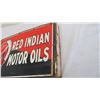 Image 3 : red head motor oils porcelain flange sign - double sided - 24.5" long