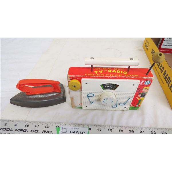 TV radio fisher price + toy iron