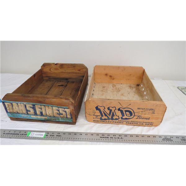 (2) wooden advertising crates