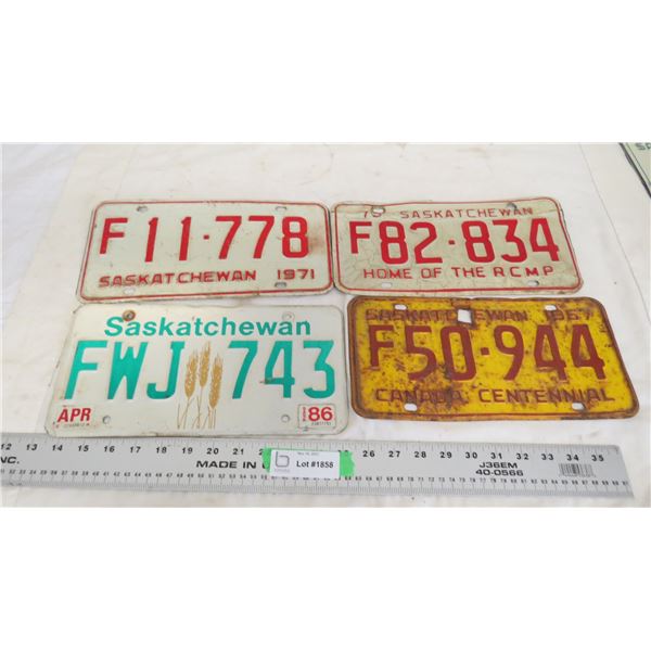 (4) sask license plates