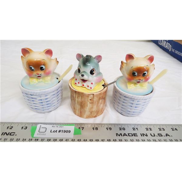 Japan animal head sugar bowls with spoons