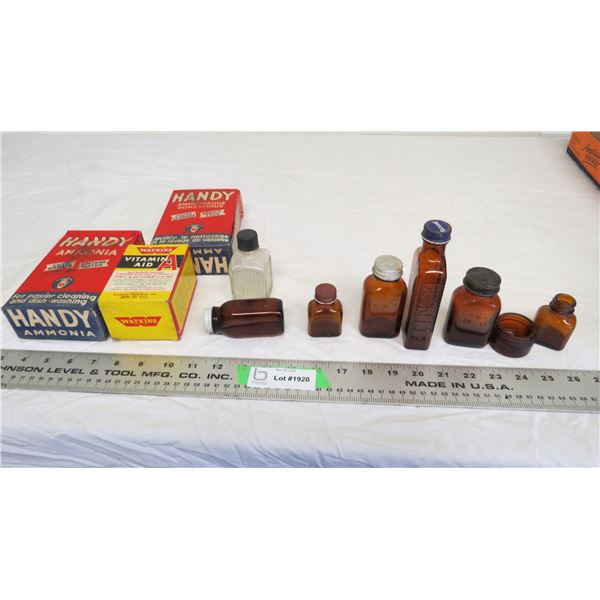 vintage medicine bottles, misc