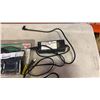Image 2 : HITACHI 18V CHARGER, HOMELITE 24V CHARGER AND 2 BAGES OF ELECTRONICS AND COLLECTIBLES