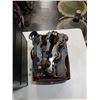 Image 2 : BOX OF VINTAGE ROLLER BLADES AND HARDWARE ORGANIZER