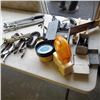 Image 1 : BOX OF TOOLS, 12V SPOTLIGHT LOGGER SPIKES AND MORE
