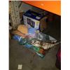 Image 1 : BOX OF SCREWDRIVERS, TOILET SEAT, PRESSURE WASHER WAND, DRILL BIT, TOWELS AND HUMIDIFIERS