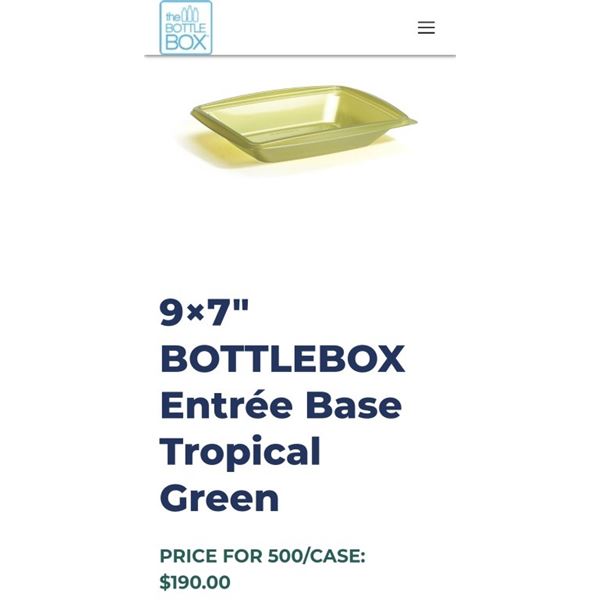 Case of new 9×7" BOTTLEBOX Entrée Base Tropical Green Retail $190