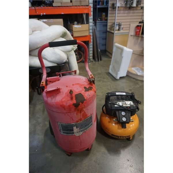 BOSTITCH PANCAKE COMPRESSOR AND 20 GALLON AIR TANK ON WHEELS