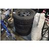 Image 1 : 4 WINTER TIRES ON 4 BOLT TOYOTA COROLLA RIMS - 2 GOODYEAR M/S 185/65R14 INCH STUDDED TIRES AND 2 ARC
