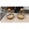 Image 1 : 2 GLASS CONTAINERS WITH WOOD TRAYS AND STOPPERS