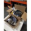 Image 1 : BOX OF PANS WITH HAMILTON BEACH COFFEE MAKER, NECK MASSAGER AND HEATING PAD