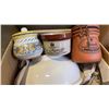 Image 2 : 3 BOXES OF GLASSWARE, KITCHEN ITEMS, CANNISTER, ETC