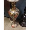 Image 2 : BRASS VASE AND METAL PEDESTAL DISH - 30 INCHES TALL AND 33 INCHES TALL