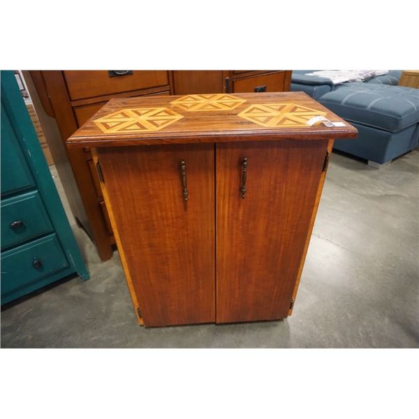 WOOD CABINET WITH INLAID TOP