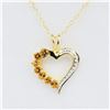 Image 1 : NEW STERLING SILVER YELLOW GOLD PLATED GENUINE CITRINE HEART PENDNAT WITH STERLING CHAIN, 7 CITRINE 